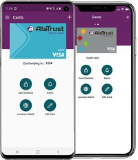 Card Control screen displayed on mobile phones